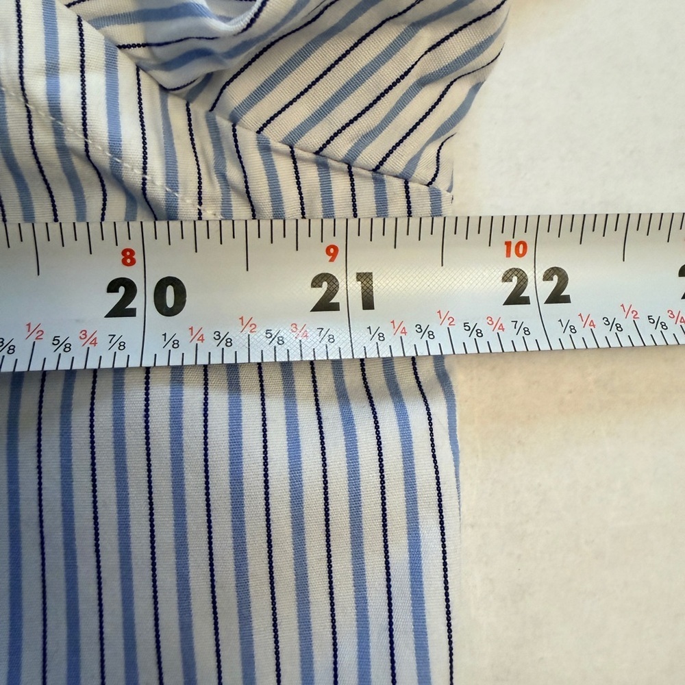 Ralph Lauren 15.5 M Button Down Long Sleeve White Blue Stripe Dress Casual Shirt - Picture 7 of 8